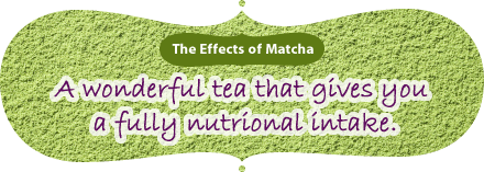 The Effects of Matcha｜A wonderful tea that gives you a fully nutrional intake.