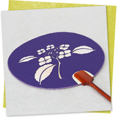 Miyako Uchiwa Fan, Hydrangea (Purple)